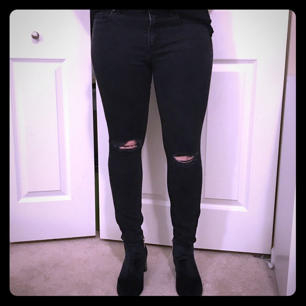 J. Crew distressed black jeans